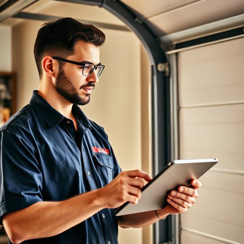 Sunnyvale Garage Doors certified technician inspecting garage door safety features